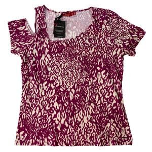 n:Philanthropy Sylvester Animal‎ Print One Side Off Shoulder Top SZ S Purple